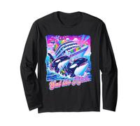 Eat The Rich Whale des années 90 Orca Funny Whale Yacht Animal Retro Manche Longue