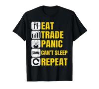Eat Trade Panic ne Peut Pas Dormir Répéter Le Trading du Forex Day Trader T-Shirt Graphique avec Valeur, Homme, Noir, XL