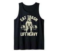 Eat Trash Lift Heavy Funny Raton Laveur Haltérophilie Gym Lover Débardeur