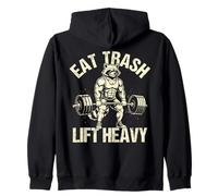 Eat Trash Lift Heavy Funny Raton Laveur Haltérophilie Gym Lover Sweat à Capuche