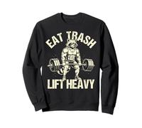 Eat Trash Lift Heavy Funny Raton Laveur Haltérophilie Gym Lover Sweatshirt