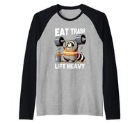 Eat Trash Panda Lift Heavy Fat Raton Laveur Haltérophilie Gym Manche Raglan