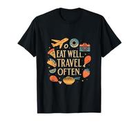 Eat Well Travel Often Design Art Déco Wanderlust T-Shirt