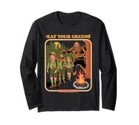 Eat Your Greens Bigfoot Sasquatch Retro Funny Adult Humor Manche Longue