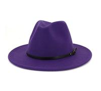 EATAN Fedora Chapeaux avec Boucle de ceinture pour Homme et Femme - Tendance Classique à Large Bord - Unisexe - Chapeau Panama (Violet, réglable)