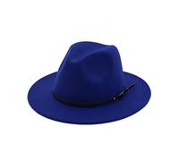 EATAN Fedora Chapeaux avec Boucle de ceinture pour Homme et Femme - Tendance Classique à Large Bord - Unisexe - Chapeau de Soleil Panama (Bleu Royal, réglable)