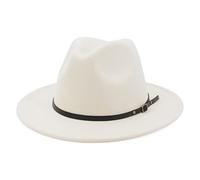 EATAN Fedora Chapeaux avec Boucle de Ceinture pour Homme et Femme - Tendance Classique à Large Bord - Unisexe - Chapeau Panama (Beige, réglable)