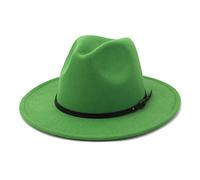 EATAN Fedora Chapeaux avec Boucle de Ceinture pour Homme et Femme - Tendance - Classique - Large Bord - Unisexe - Chapeau Panama (Vert Herbe, réglable)