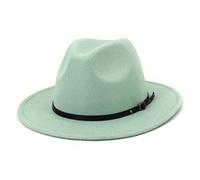EATAN Fedora Chapeaux avec Boucle de ceinture pour Homme et Femme - Tendance - Classique - Large Bord - Unisexe - Chapeau Panama (Vert Haricot, réglable)