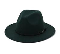 EATAN Fedora Chapeaux avec Boucle de ceinture pour Homme et Femme - Tendance - Classique - Large Bord - Unisexe - Chapeau Panama (Vert foncé, réglable)