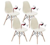 EATAN Housse de Chaise Scandinave Imperméable,Housse de Chaise de Salle à Manger Extensible Couverture de Chaise Jacquard Amovible Lavable Protecteur de Chaise pour Maison Cuisine,Off-White,Set of 4