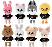 EATAN SKZOO Peluche Stray Kids Poupée en Peluche, Jouet Animal en Peluche Dessin Animé Mignon, Wolf Chan/Leebit/DWAEKKI/Jiniret/Han Quokka/BbokAri/PuppyM/Foxl.NY Poupée en Peluche