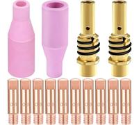 EATBALE 15AK Kit de buses en céramique pour MB15 15AK Pistolet de soudage MAG MIG Accessoires, Pointe de contact M6 0.8mm/0.030", Diffuseur de support de pointe, Buse de gaz consommable
