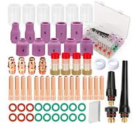EATBALE 64 pièces pour TIG kit d'accessoires de torche de soudage #10 verre pour Pyrex, buse en céramique d'alumine, joints toriques, capuchon arrière pour WP-17/18/26 avec boîte et écran thermique