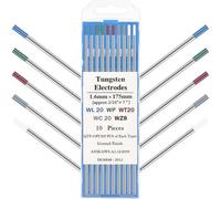 EATBALE Électrode de tungstène pour TIG soudage 2 x tungstène pur (vert), 2 x 2% cérium à(gris), 2 x 2 x Zirconium (Blanc), 2 x 2% lanthane à (bleu), 2 x 2% Thorié à (rouge)