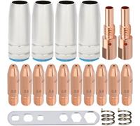 EATBALE Embouts de Contact de soudage, MB25 Buses Supports d'embouts de Contact, Accessoires de pièces de soudage, Embouts M6 de 0,8mm, consommables pour Pistolet Torche MB25 25AK MIG MAG (19 pièces)