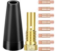 EATBALE Kit de buse sans gaz 14AK pour torche de soudage MIG MAG MB14 14AK, buse sans gaz Flux Core, 8 x M6 buse à contact 0.8mm/0.030", support de buse, diffuseur, consommables (10 Pcs)