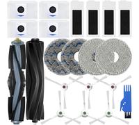 EATBALE Pièces de rechange pour Ecovacs Deebot T20 Omni / T20e Omni Robot Aspirateur 2 Brosses principales 6 Brosses latérales 4 Sacs à poussière 4 Filtres Hepa 4 Lingettes Mop Cloths Accessoires