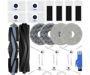 EATBALE Pièces de rechange pour Ecovacs Deebot T20 Omni / T20e Omni Robot Aspirateur 2 Brosses principales 6 Brosses latérales 4 Sacs à poussière 4 Filtres Hepa 4 Lingettes Mop Cloths Accessoires