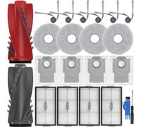 EATBALE Pièces de rechange pour Roborock Qrevo CurvX/Saros 10R / G20S Ultra Qrevo Curv 2 Pro aspirateur 2 brosses principales 6 brosses latérales 4 filtres Hepa 4 serpillières 4 sacs à poussière