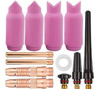 EATBALE pour kit d'accessoires de Torche de soudage TIG Corps de Pince buse en Alumine mâle et Femelle 90° Pince 2.4mm 3/32 Capuchon arrière 18CG Joint de Coupe pour Torche SR WP 17 18 26 (12 pièces)