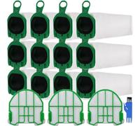 EATBALE Sacs d'aspirateur VB100 pour Vorwerk Kobold VB 100 FP100, Sac de Rechange pour aspirateur sans Fil Kobol VB100 FP 100 avec 3 filtres de Protection du Moteur, 1 Brosse de Nettoyage (12Pcs)