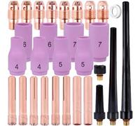 EATBALE Torche de soudage Consommables Accessoires Série 13N Corps de Pinces et Pinces Buses en Alumine #4~7 Lentille de gaz Coupelle en céramique Coupelles arrière pour TIG WP-9/20/25 (29 Pcs)