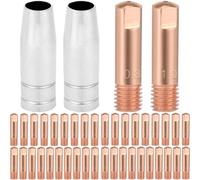 EATBALE Tubes Contact Buses à Gaz pour MIG/MAG MB15 15AK Torche de soudage pièces de Rechange en cuivre Embout conducteur de 0,8 mm (0,30"), 1 mm(0.039''), kit d'accessoires consommables