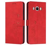 EATCYE Coque pour Samsung Galaxy J7 2016 / J710, Étui Housse en Cuir PU Samsung J7 2016 / J710, Magnetique Flip [Pochette de Portefeuille], Etui de Protection pour Samsung J7 2016 / J710 (#Rouge)