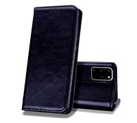 EATCYE Coque pour Samsung Galaxy S20 Plus [Ultra Mince] Premium Étui [en Cuir Véritable] Cuir Housse à Rabat Portefeuille Poids-Plume [Caché Fermoir Magnétique] - Noir