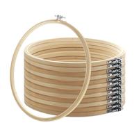 EATHEATY Lot de 12 cercles à broder de 25,4 cm - Cerceaux réglables pour point de croix en vrac - Cerceaux décoratifs en bois de bambou pour art, artisanat, couture, décoration de vacances (Noël