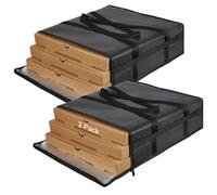 EATHEATY Lot de 2 sacs à pizza isothermes pour livraison, 50,8 x 50,8 x 20,3 cm, sacs isothermes noirs pour livraison de nourriture pour traiteur/Doordash, Uber Eats, sacs chauffants à pizza