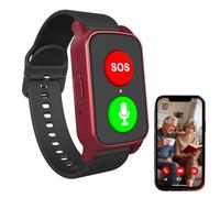 EaThsalL Montre Anti Chute Senior GPS Senior Connectée Détecteur De Traceur pour Personnes Âgées Suivi GPS en Temps Réel Bracelet Personne Agee Autonomie Longue S3-Red