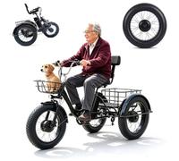 EaThsalL Tricycle électrique 20 E pour adultes, pliable, hauteur réglable, capacité de charge de 150 kg, pour courses avec panier, shopping pour personnes âgées