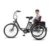 EaThsalL Tricycle électrique à 3 roues à trois roues de 24 pouces avec siège de vélo électrique de charge pour adultes capacité de charge 150 kg hauteur réglable avec chariot de courses