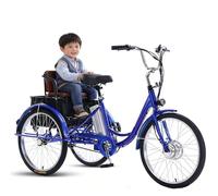 EaThsalL Tricycle électrique à 3 roues à trois roues de 24 pouces avec siège de vélo électrique de charge pour adultes capacité de charge 150 kg hauteur réglable avec chariot de courses A