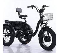 EaThsalL Tricycle électrique Pliable Adulte 20 Pouces De Charge 150 Kg Hauteur RéGlable Adulte à Gros pneus avec Grand Panier pour Femmes et Hommes à PéDales pour Adulte