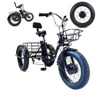 EaThsalL Tricycle électrique pliable pour adultes, roues larges de 50 cm, charge en acier de 150 kg, hauteur réglable, panier arrière carbone