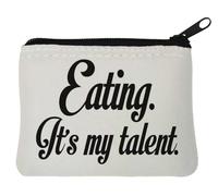 Eating It's My Talent Porte-monnaie en néoprène Blanc 10 x 11 cm
