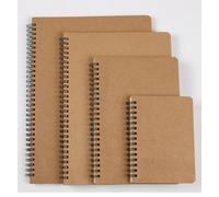EatingBiting 4 pack Set Spiral Kraft Brown Notebooks A4 A5 A6 B5 Lined Notes Taking 100 Pages/50 for Work, Study, Notes Taking