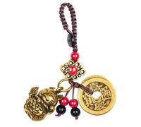 EatingBiting Chinois Feng Shui pièces porte-bonheur en cuivre antique pièces de monnaie Ching pour chance et noeud de richesse pièces de monnaie porte-bonheur pièce de monnaie en laiton chat porte-bonheur Maneki Neko porte-clés porte-clés porte-clés, jaune