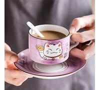 EatingBiting Lot de 3 tasses à thé en céramique motif chat porte-bonheur Maneki Neko 5 couleurs (violet)