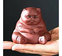 EatingBiting Plateau à thé chinois Zisha pour animal domestique - Accessoires faits à la main en argile violette - Plateau à thé pour Kungfu - Chat paresseux porte-bonheur pour la maison