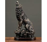 EatingBiting Statue de loup cri de 25,4 cm - Figurines de collection de jardin de style nordique - Décoration d'intérieur - Décoration artisanale - Sculpture en résine - Statue d'animal