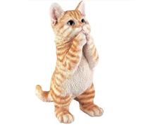 EatingBiting Statues de chat priant de jardin de 20,3 cm - Sculpture décorative - Décoration de patio - Chaton orange curieux debout - Décoration d'intérieur et d'extérieur - Figurine funéraire en
