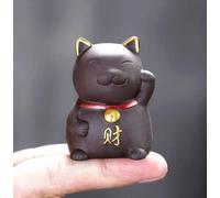 EatingBiting Thé chinois Zisha pour animal domestique Maneki Neko Lucky Wealth Chat Cloche dorée Logo riche fait à la main en argile violette pour Kungfu Cadeau Plateau à thé Accessoires pour les