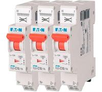 EATON 109128 PLGC4-C10/1N - DISJONCTEUR MODULAIRE PH/N - Blanc - MANETTE ORANGE - 1P+N / 10 A - COURBE C - Raccordement direct sans vis - 3 disjoncteurs