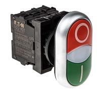 Eaton Poussoir double 216509 – 1 NO + 1 NC, LED 85–264 V AC, vis