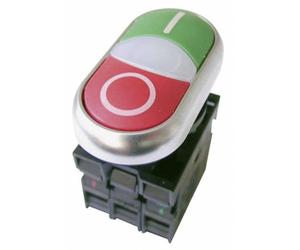 Eaton 216509 M22-DDL-GR-X1/X0/K11/230-W Bouton-poussoir à double touche 1 x Off/(On) à rappel IP66 1 pc(s)