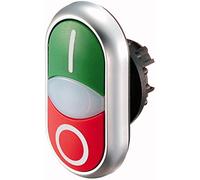 Eaton 216700 M22-ddl-Gr-X1/X0 Double bouton, détecteur de lumière, vert I/blanc/rouge 0, chromé, vert, rouge
